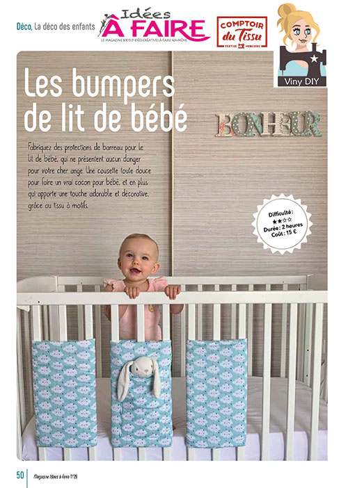 Les bumpers de lit bébé (IAF-29) Tuto en PDF – Idées à Faire magazine