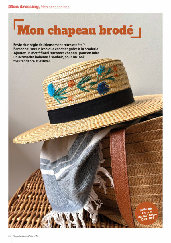 Chapeau brodé DMC dans Idées à Faire N°52