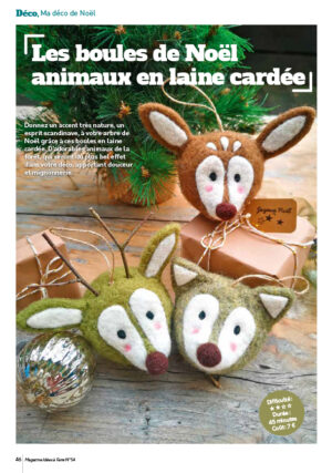 Laine cardée animaux de noel dans Idées à Faire 54