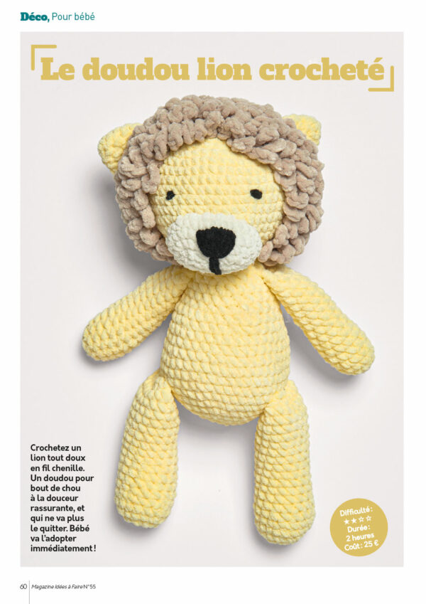 Le doudou lion crocheté dans Idées à Faire numéro 55